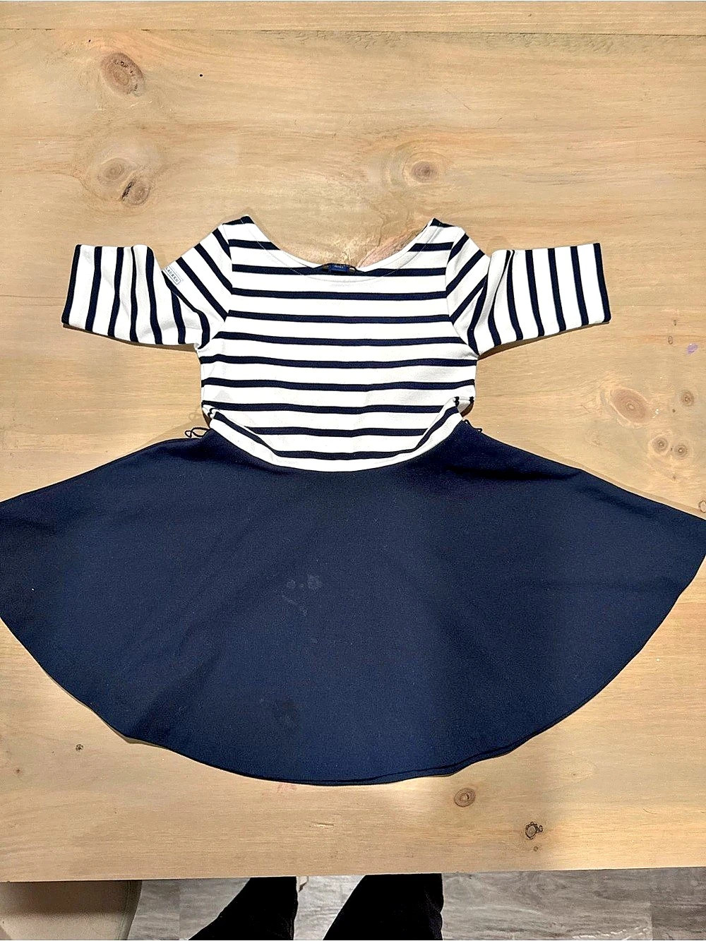 Polo Ralph Lauren Girls Striped Ponte Twirl Dress 4T Navy Cream Breton